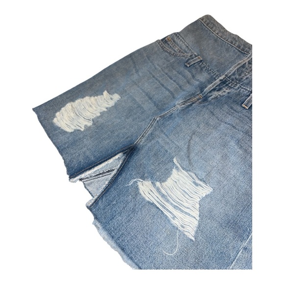 Hudson High Waist Button Fly Distressed Denim Skirt - Picture 8 of 9
